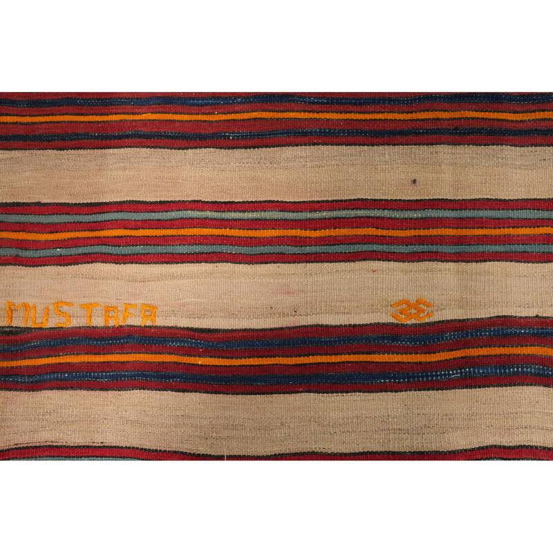 Hand Woven Oriental 100% Wool Carpet Southwestern Geometric Multi-Colored Kilim Area Rug - 8' 1'' X 4' 10''