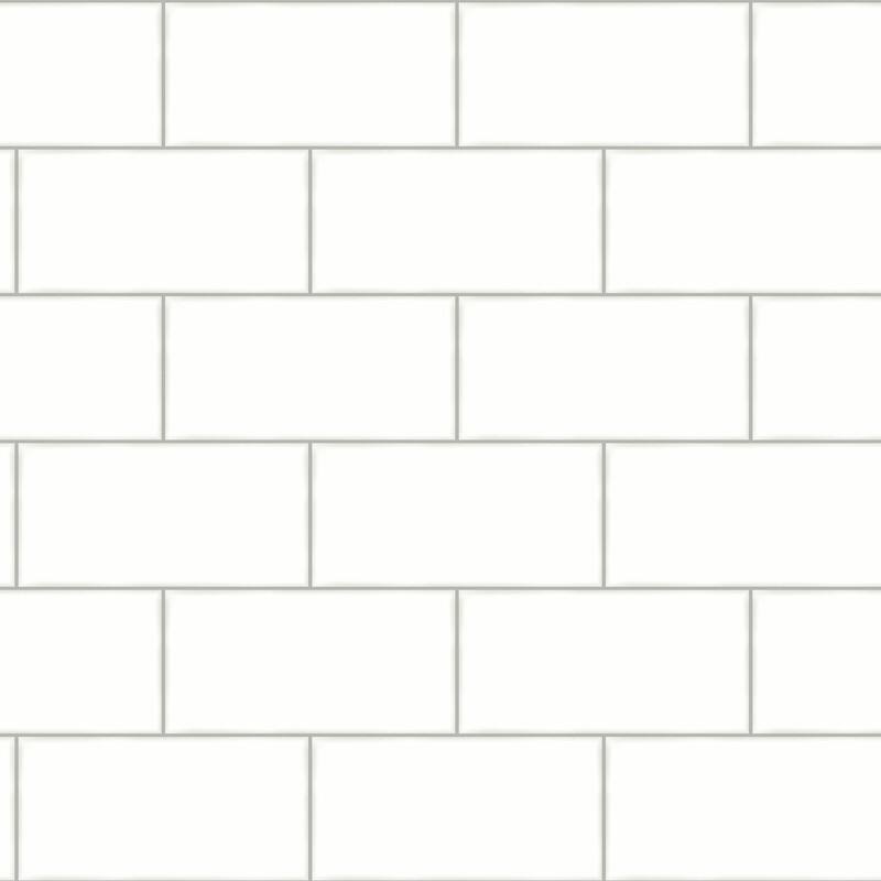 Chesapeake Freedom Off-White Subway Tile Wallpaper - 20.5in x 396in x 0.025in