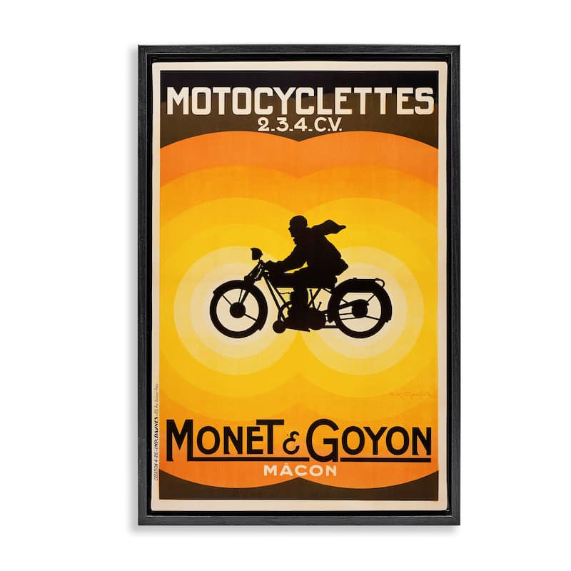 Stupell Vintage Motorcycle Advertisement Framed Floater Canvas Wall Art Design By Marcus Jules - 21 x 31 - Black