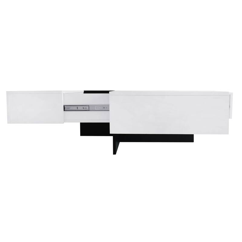 31.5" Square Coffee Table with 4 Hidden Storage Compartments & Sliding Top, UV High-gloss Finish