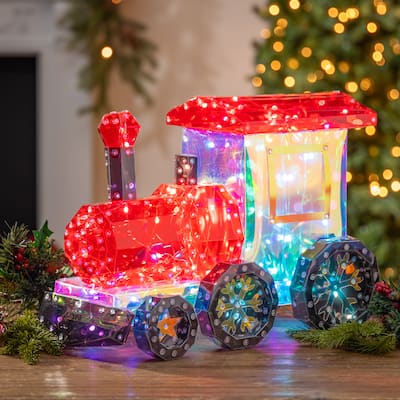 Spectacular 16 Inch Lighted Holographic Holiday Train