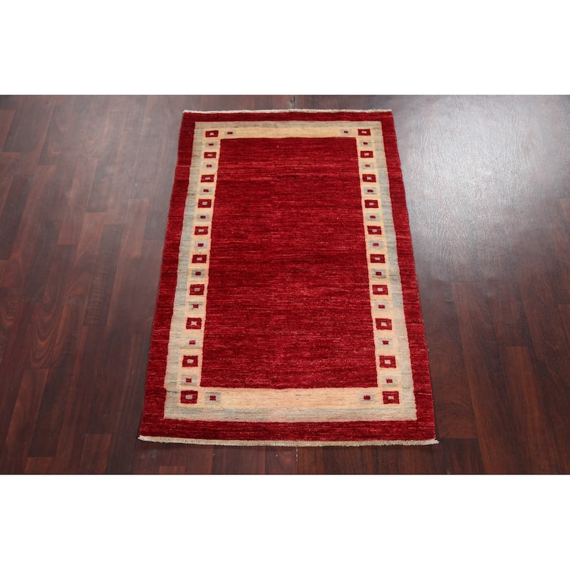 Gabbeh Kashkoli Wool Oriental Area Rug Hand-knotted Geometric Carpet - 3'2" x 5'1"