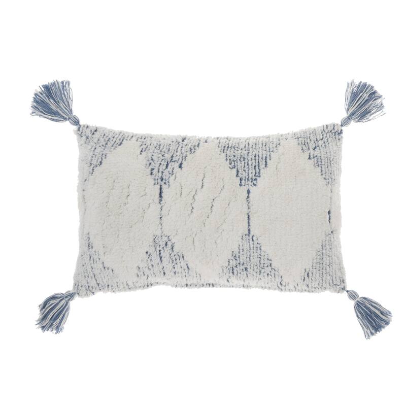 57 Grand by New Concept Washables Woven Triangles Tassel Throw Pillow , ( 12" x 20" )