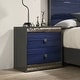preview thumbnail 11 of 10, Furniture of America Luzen Glam 5-Piece Two-Tone Blue Wood Queen Platform Bedroom Set