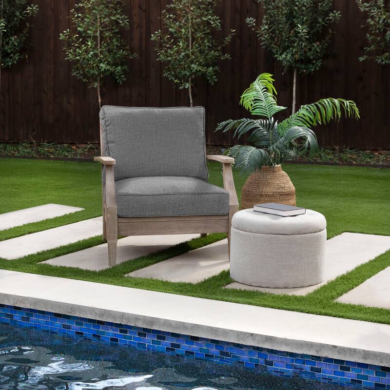 Sorra Home Sunbrella Outdoor Corded Chair Cushion - 22 in W x 22 in D x 4 in H - Revive Charcoal