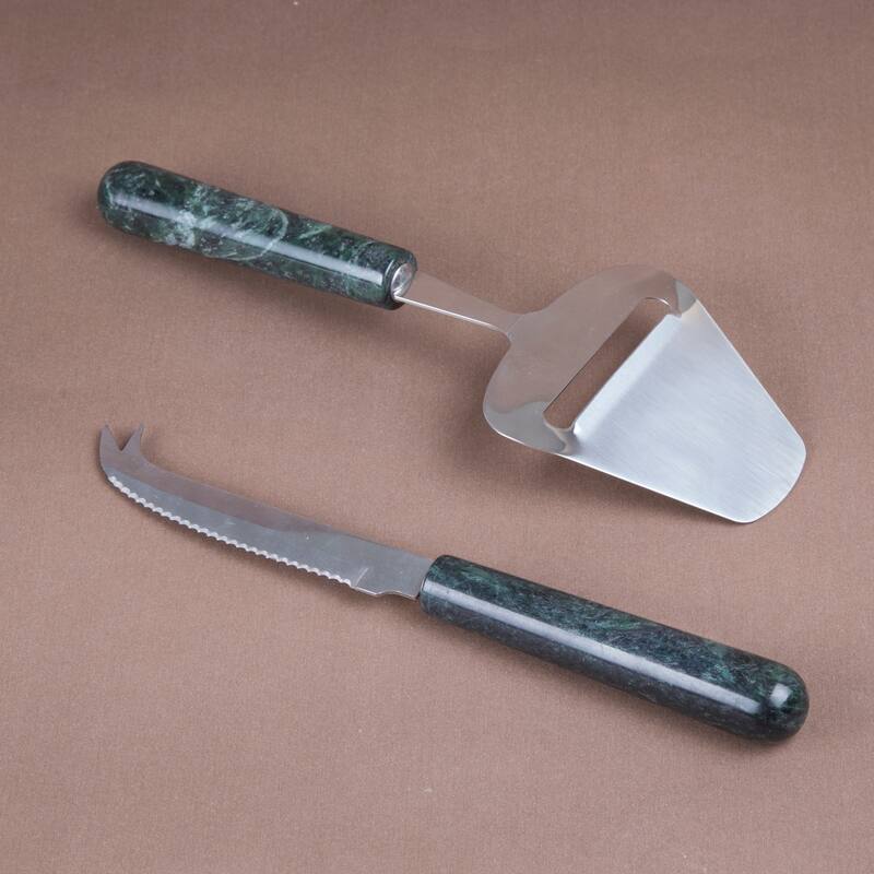 Creative Home 2 Pcs Cheese Serving Set With Green Marble Handle