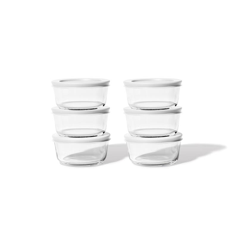 Glass Food Storage Containers Set - Round, 2-Cup (16oz) BPA-Free, Microwave & Oven Safe, Airtight Lids