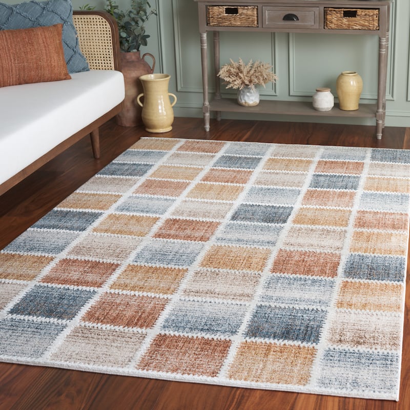 SAFAVIEH Scarlett Almute Transitional Rug - 6'7" Square - Beige/Ivory Rust