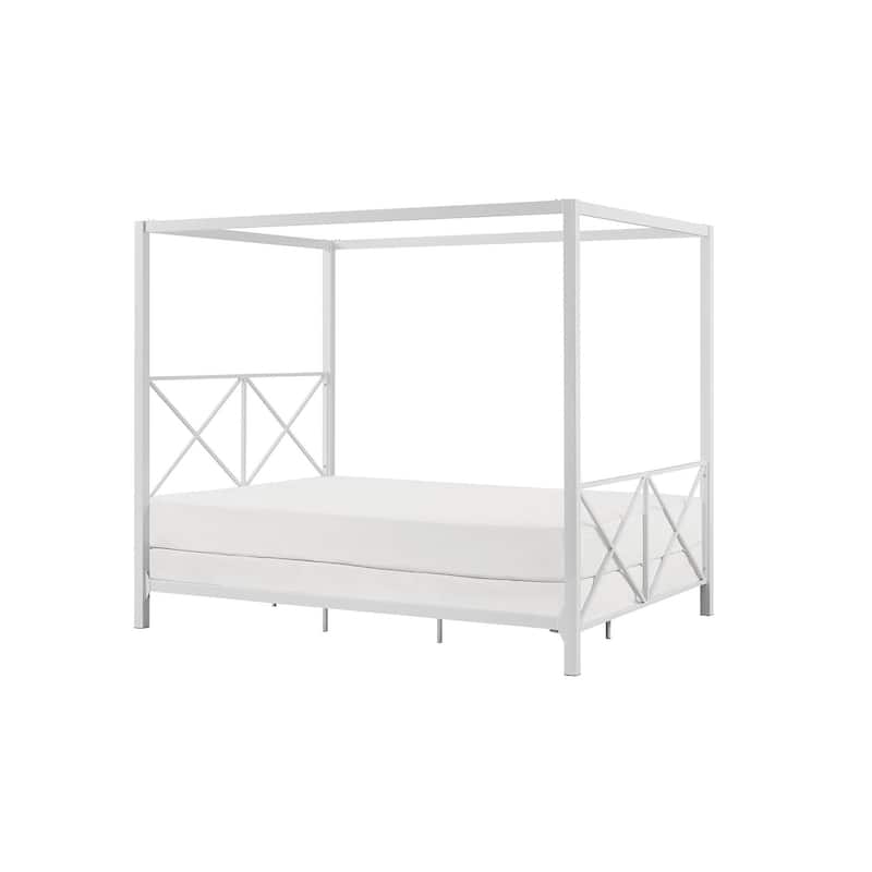 Avenue Greene Rosemarie Canopy Metal Bed, White - Queen