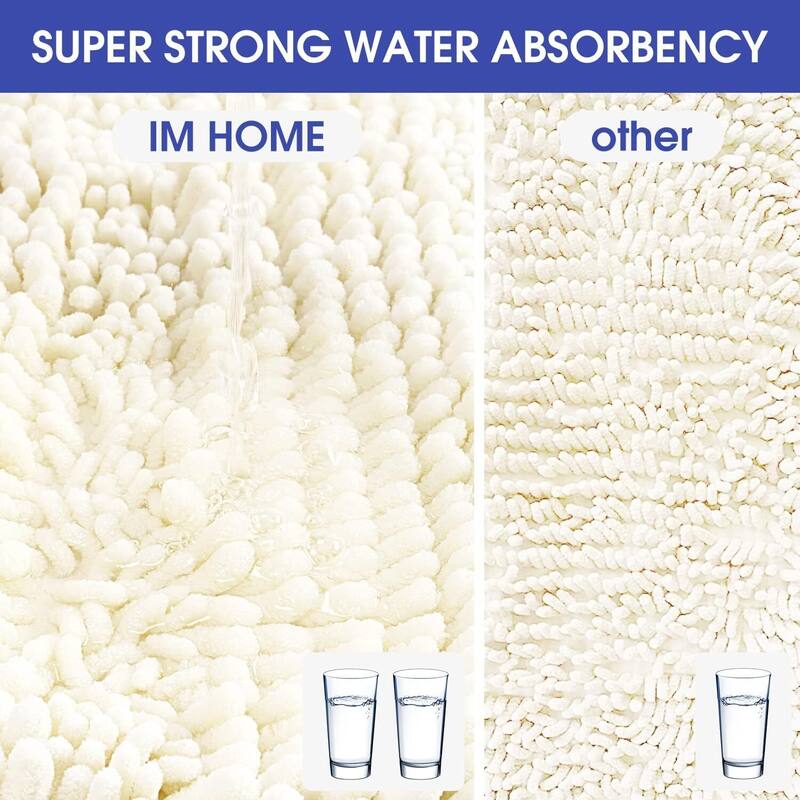 Ultra Soft Striped Non Slip Chenille Bathroom Rug Set 3 Pieces