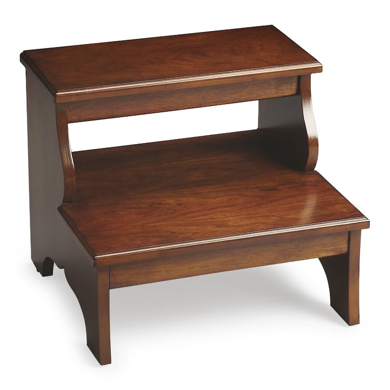 Brown Wood Step Stool with 4 Leg Base 18 Inch Seat Height - 16" x 15" x 18" (D x W x H)