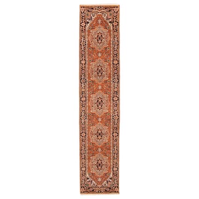 ECARPETGALLERY Hand-knotted Serapi Heritage Copper Wool Rug - 2'5 x 11'7