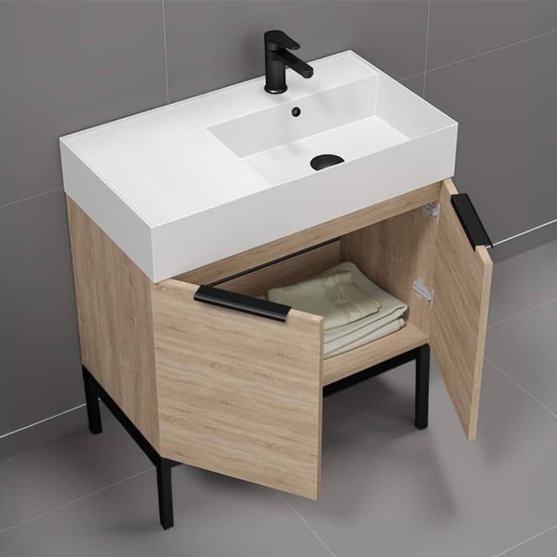 Nameeks Derin-3217-C-R Derin 32" Free Standing Single Basin Vanity Set
