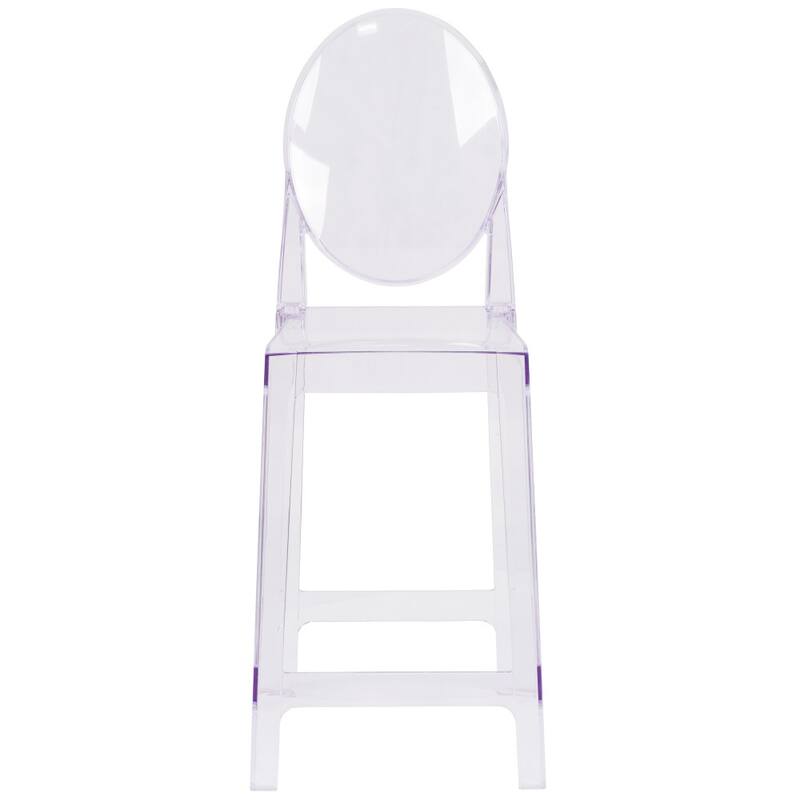 4 PK Counter Stool with Oval Back in Transparent Crystal - Wedding Chairs