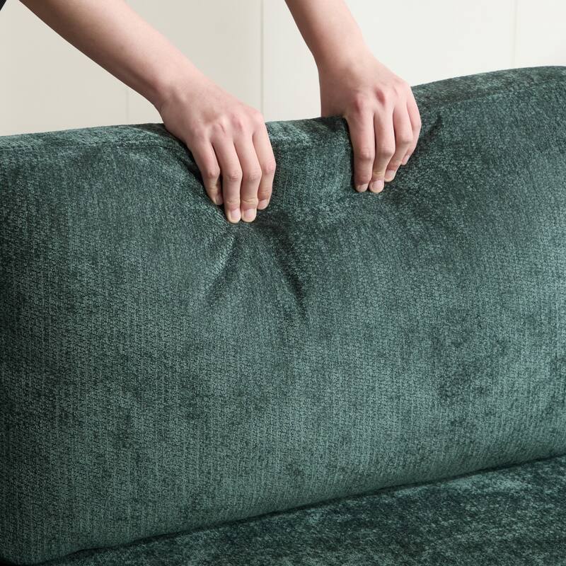 97" L-Shaped Chenille Sectional Sofa with Movable Storage Ottoman