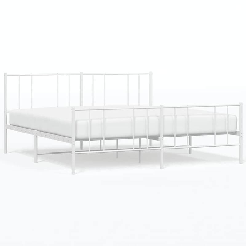 vidaXL Metal Bed Frame with Headboard, No Mattress