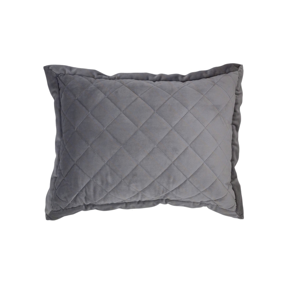 HiEnd Accents Velvet Diamond Quilted Boudoir Pillow, 12"x16"