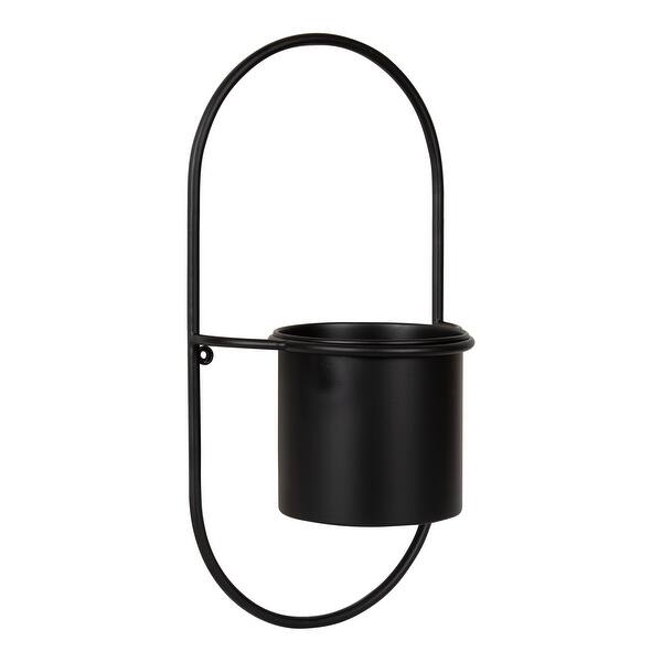 slide 2 of 8, Kate and Laurel Opyd Capsule Metal Hanging Planter - 10x20 Black - 10x20
