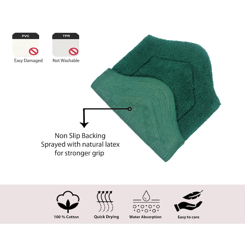 Waterford Collection 100% Cotton Non-Slip Bathroom Rug Set, Machine Washable Bath Rug, 5 Piece Bath Mat Set with Contour