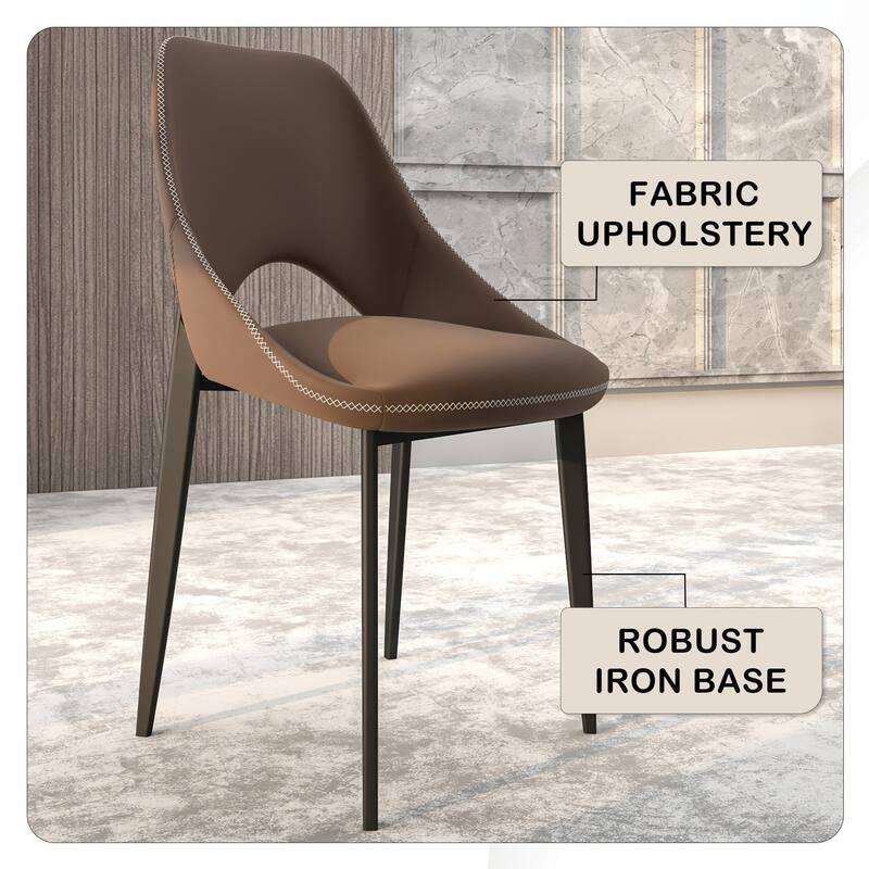 Amalfi Mid-Century Modern Upholstered Dining Chair - Open Back Side Chair with Metal Legs for Kitchen, Dining Room & Living Room