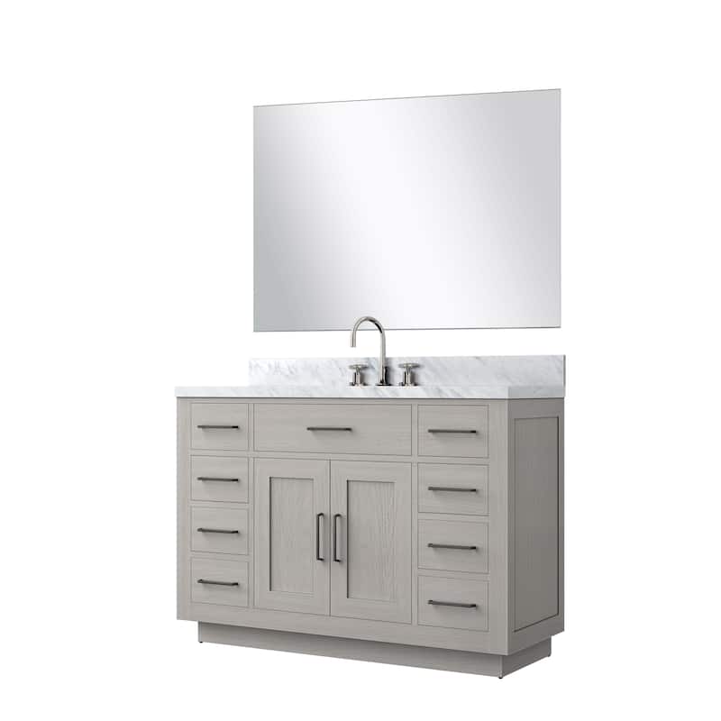 Abbey Bath Vanity with Carrara Marble Top, Sink, Mirror and Faucet