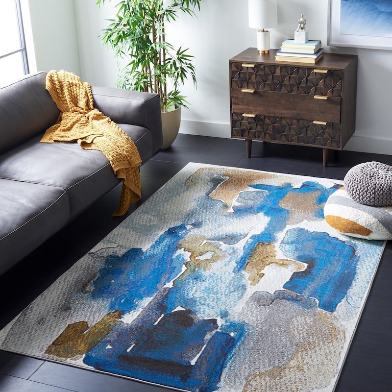 SAFAVIEH Aria Daciana Modern Abstract Rug - 8' x 10' - Ivory/Navy