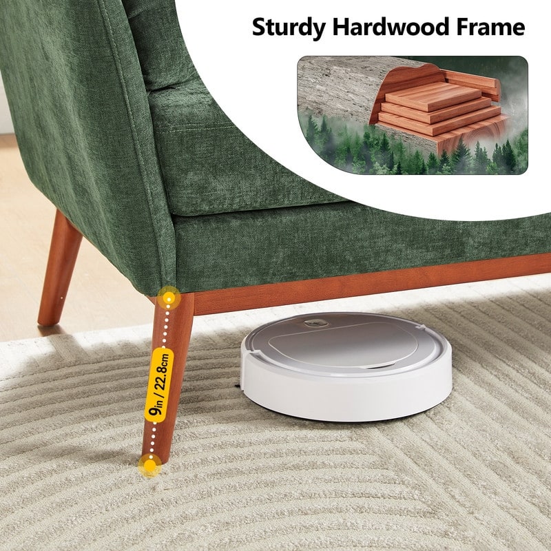 Linen Blend Mid-Century Modern Small Spaces Loveseat Two-Seater Sofa With Solid Wood Base