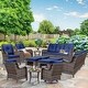 preview thumbnail 24 of 91, Outdoor Patio Furniture Set Brown Wicker Patio Conversation Seating Sets 12 Piece - Navy Blue