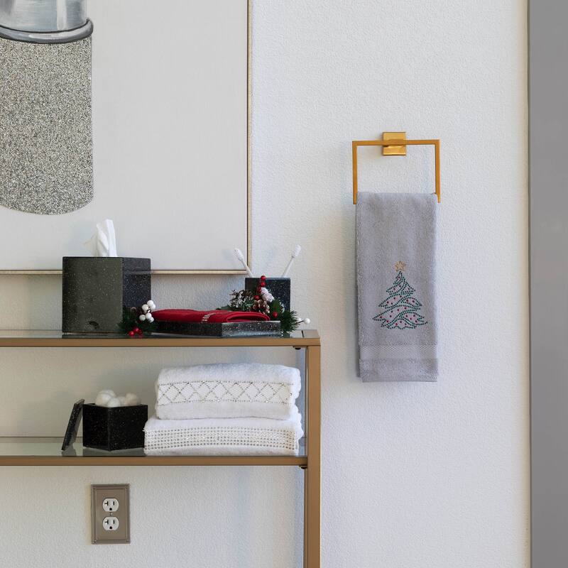 Sparkles Home Rhinestone Christmas Tree Hand Towel