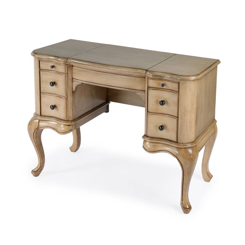 Charlotte 40 in. W Rectangular Wood Vanity/Valet Desk with Storage Drawers and Mirror