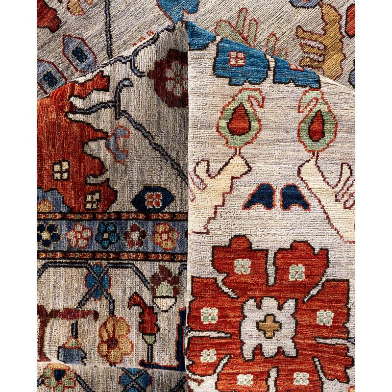Serapi One-of-a-Kind Hand-Knotted Area Rug - Gray - 9' 0" x 11' 10"