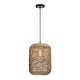 preview thumbnail 5 of 3, Meredith Dark Yellow 1-Light Rattan Cage Basket Pendant Light