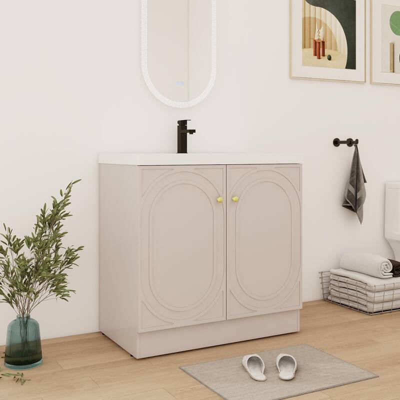 Bathroom Vanity With Sink In 24/30/36 Inch, Freestanding Bathroom Vanity With Soft Close Door and Adjustable Shelf