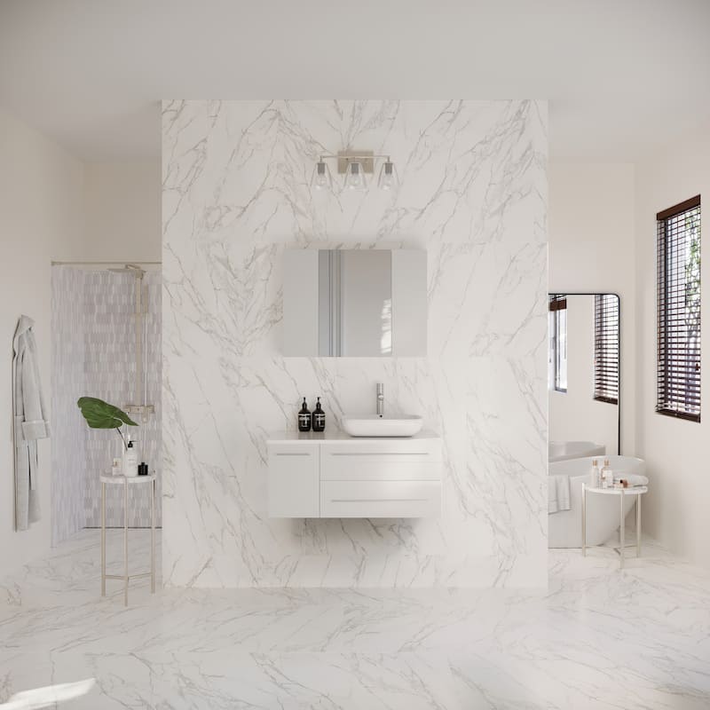Fresca Lucera 36" Wall Mounted Single Basin Vanity Set with Cabinet,