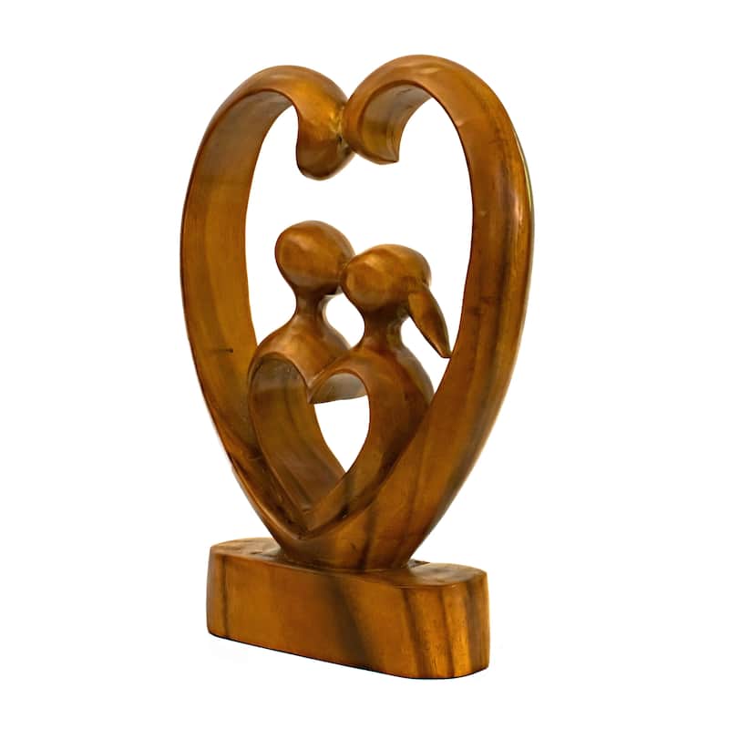 Wooden Hand Carved Abstract Contemporary Statue "Heart and Soul" Figurine Gift Home Decor Sculpture Accent Handmade Art Decor