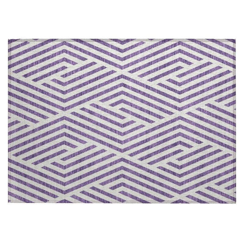 Machine Washable Indoor/ Outdoor Modern Diamonds Chantille Rug