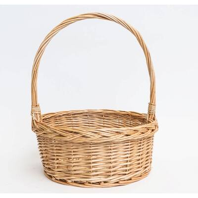 Round Willow With Rolled Edge And Handle Basket