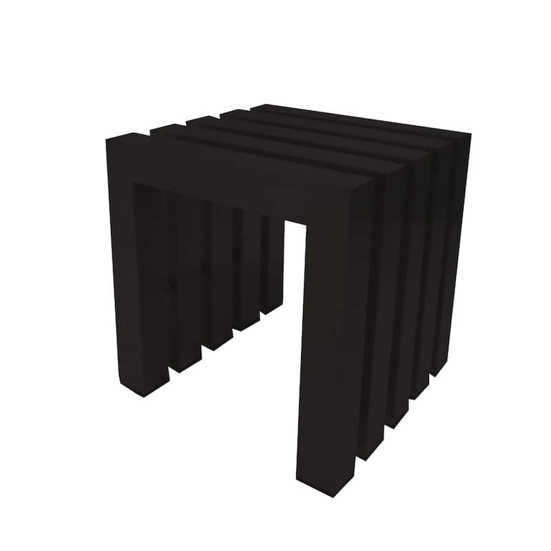 Namo 17 Inch Accent Stool, Modern Slatted Design, Rectangular, Black Steel