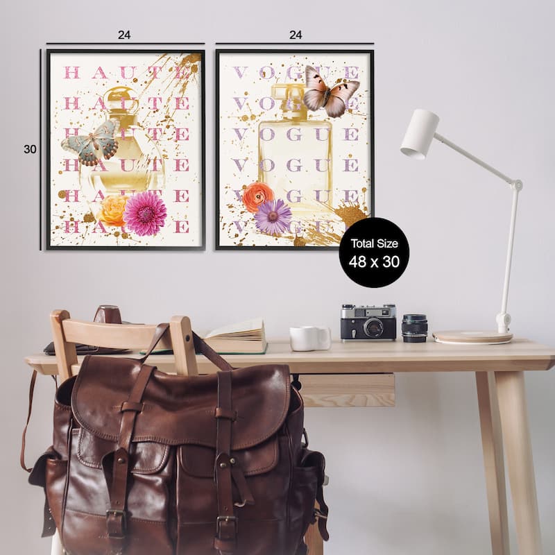 Stupell Glam Perfumes with Butterflies Framed Giclee Art Design By Susan Arnot (Set of 2)