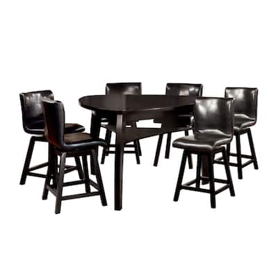 Hace Modern Black Solid Wood 7-Piece Counter Height Table Set by Furniture of America