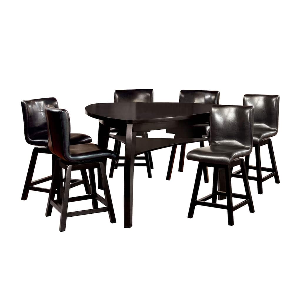 Hace Modern Black Solid Wood 7-Piece Counter Height Table Set by Furniture of America