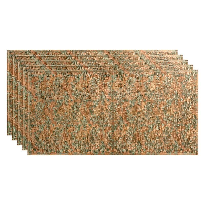 FASÄDE Border Fill Decorative Vinyl 2ft x 4ft Glue Up Ceiling Panel in Copper Fantasy (5 Pack) - 5 Pack - Copper Fantasy