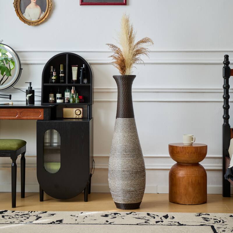 Hand-Woven PVC Rattan Floor Vase