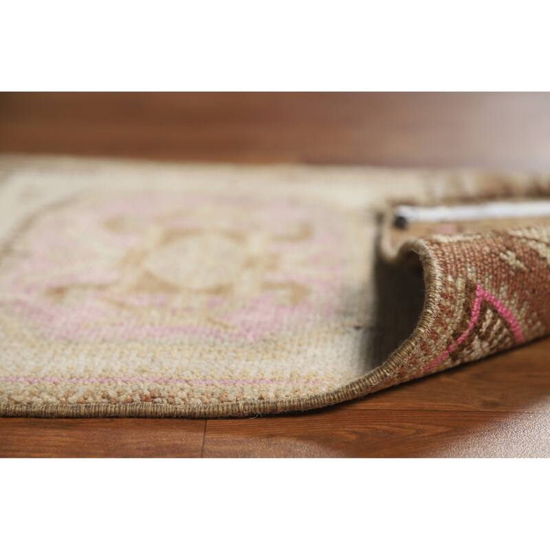 Tribal Anatolian Oriental Foyer Rug Handmade Geometric Wool Carpet - 1'6" x 3'1"