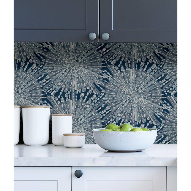 LiLi WhittWhitt Navy Sunburst Peel & Stick Wallpaper