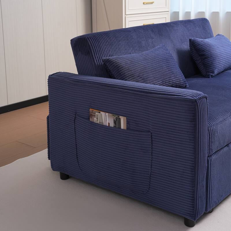 Versatile 3-in-1 Convertible Sofa Bed with Adjustable Backrest and Pillows