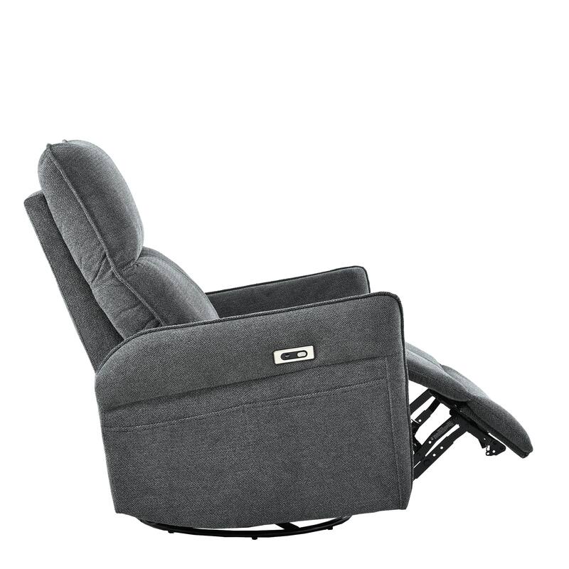 Anmytek 270 Degree Power Swivel Rocker Recliner Comfortable Upholstered Nursery Glider Single Chair