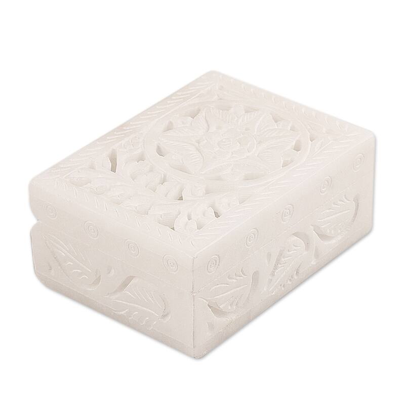 Novica Handmade Blooming Customs Alabaster Jewelry Box