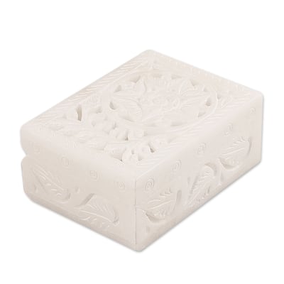 Novica Handmade Blooming Customs Alabaster Jewelry Box