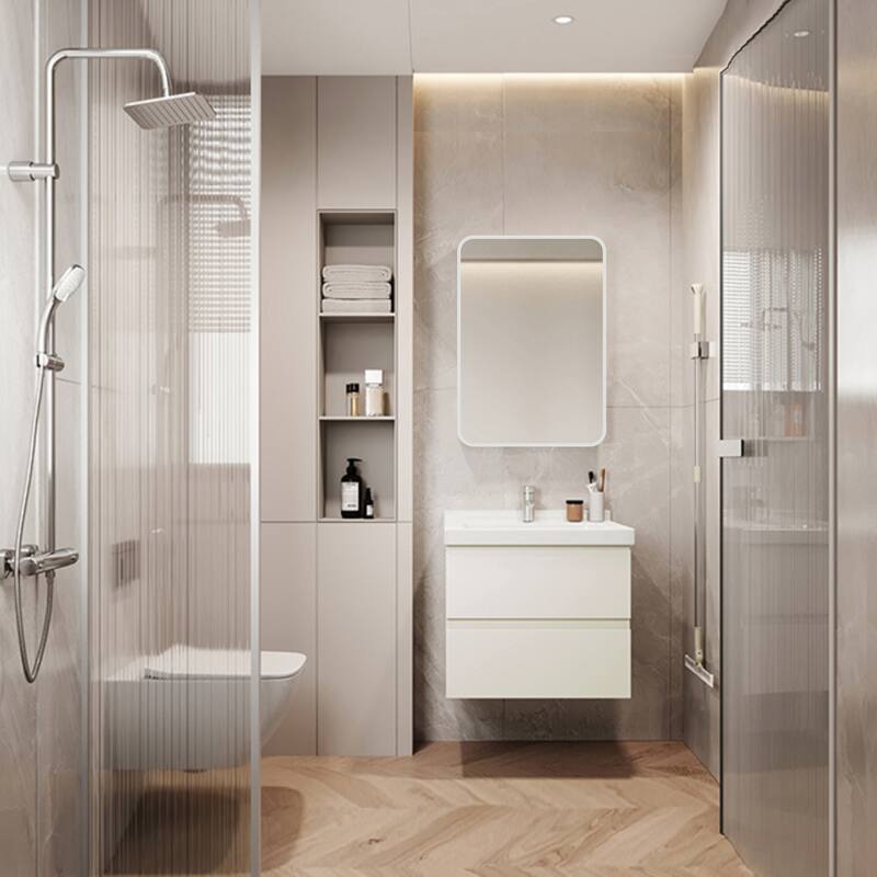 24X32 Inch White Metal Framed Wall Mount Or Recessed Bathroom Medicine Cabinet With Mirror